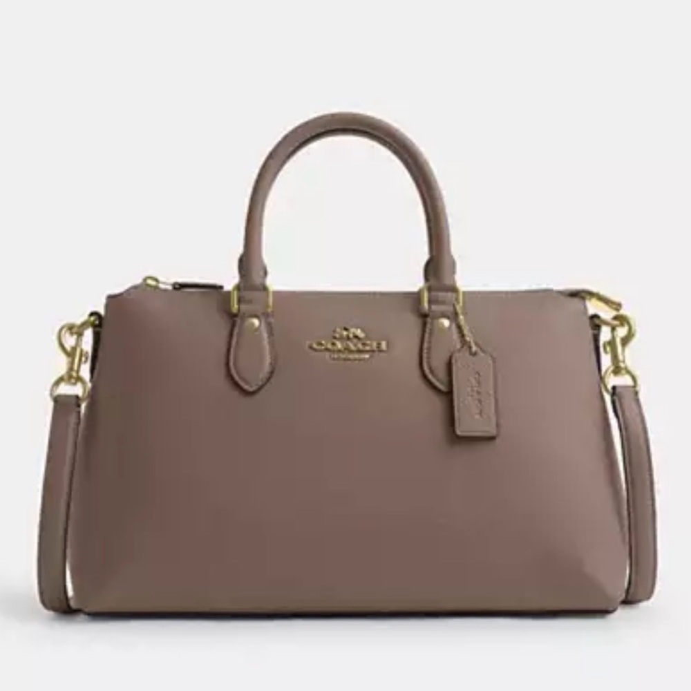 🤎Coach NWT Sandstone Georgia Satchel Bag with crossbody Strap and Gold Hardware